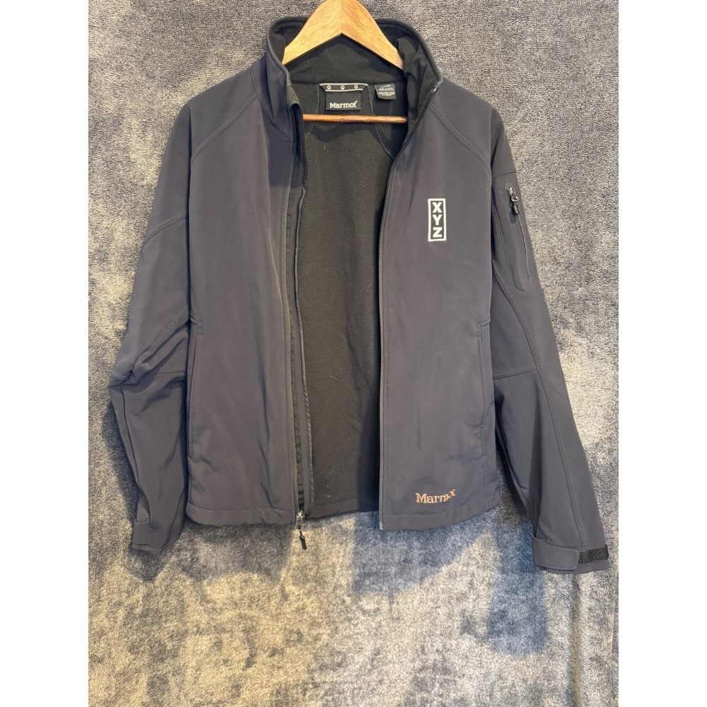 Marmot Mens Softshell Fleece Lined Jacket Black Full Zip XYZ Logo Small S/P/CH